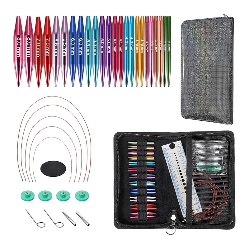 Knitting Needle Circular - B14C Short Interchangeable Knitting Needles Set-