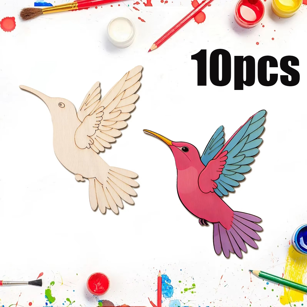 Art & Craft Jojo - 10pcs Unfinished Wood Animal Bird Cutouts,Wooden