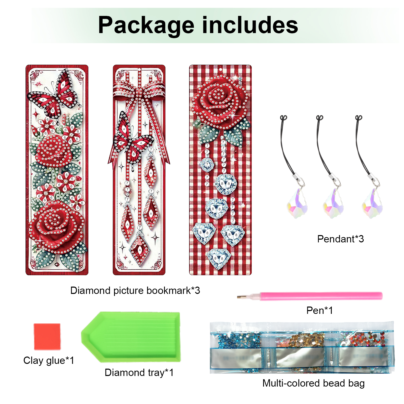 Art Craft Flower - 3Pcs Diamond Art Painting Bookmark Kits,Flower