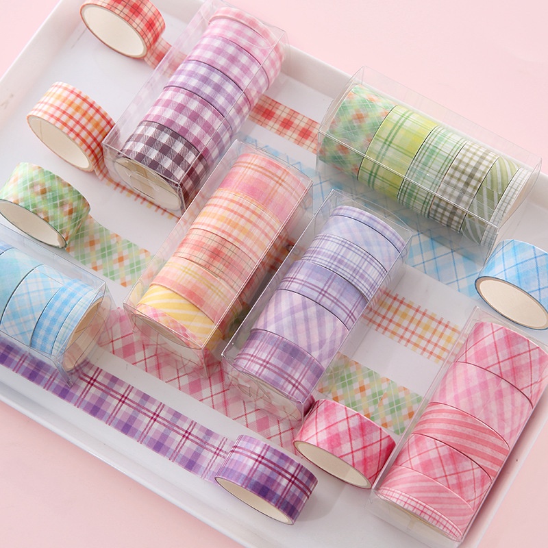 Art Craft Notebook - 6 Rolls Plaid Texture Washi Tape