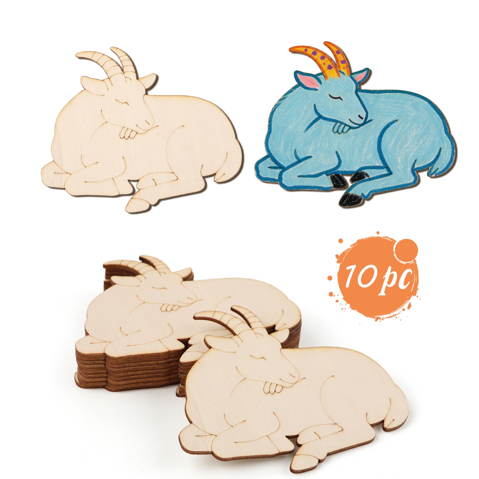 Art & Craft Jojo - 10pcs/set Unfinished Wood Sheep Animal Ornaments