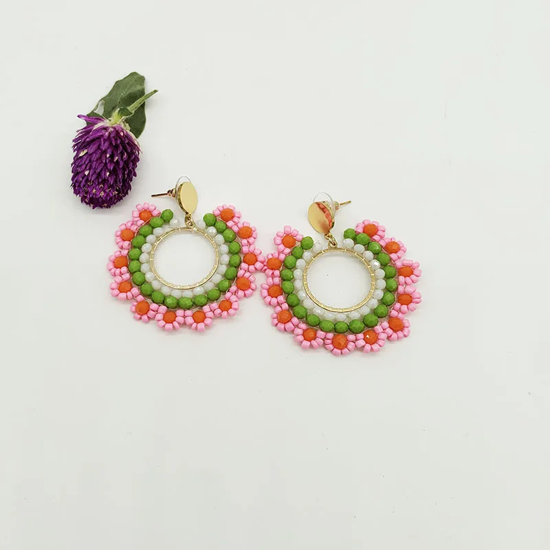 Beaded earrings Circle Flowers - Knitting Needle Circular recensie en prijs