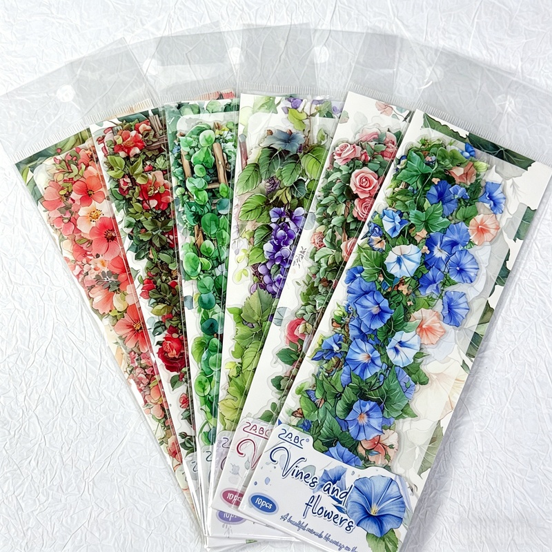 10Pcs PET Floral Trapezoid Sti - Art Craft Notebook recensie en prijs