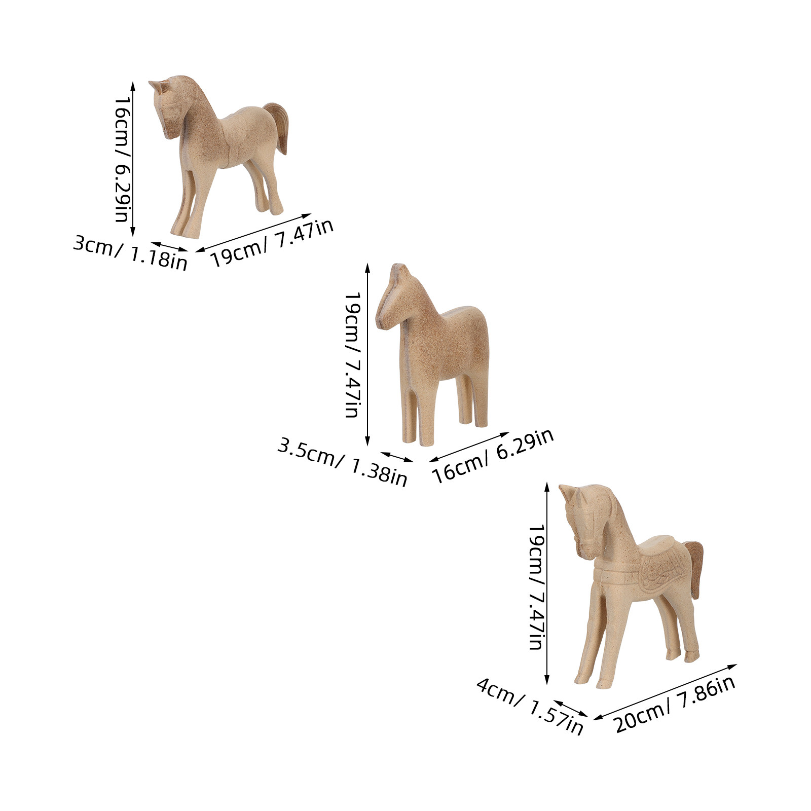 3Pcs Unfinished Wood Horse Han - Art Craft Horse recensie en prijs