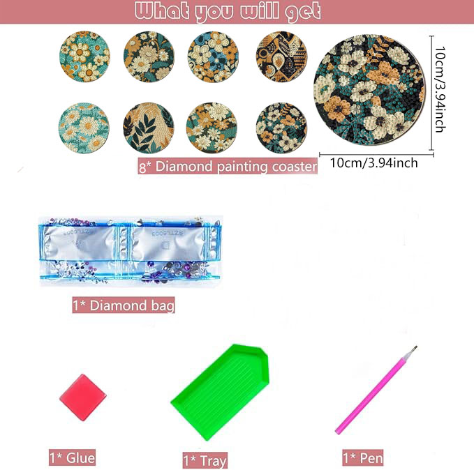 8 pieces DIY diamond Painting  - Art Craft Flower recensie en prijs